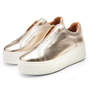 Pale gold platform sneakers. Brand new.